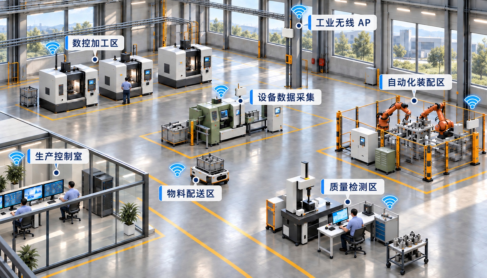 智能工厂无线解决方案架构示意